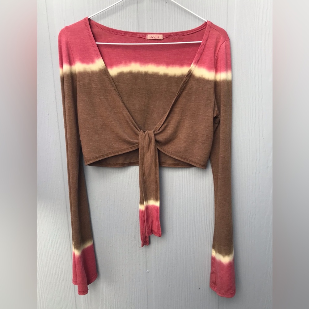 Tie dye long sleeve crop top